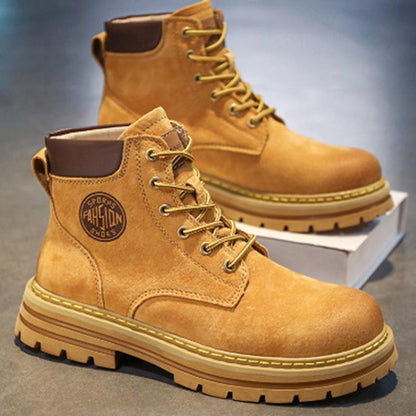 Men's Waterproof Timberland Style Boots Genuine Leather Work Boots Chunky Sole Ankle Boots