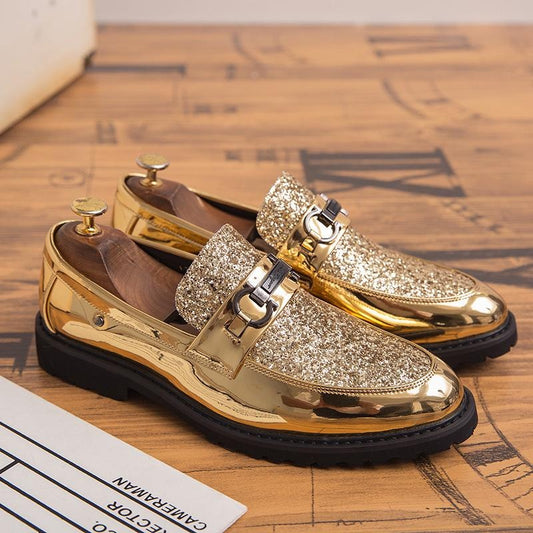 Men's Formal Shoes with Sparkling Sequins | Slip-On Business Dress Shoes for Big & Tall