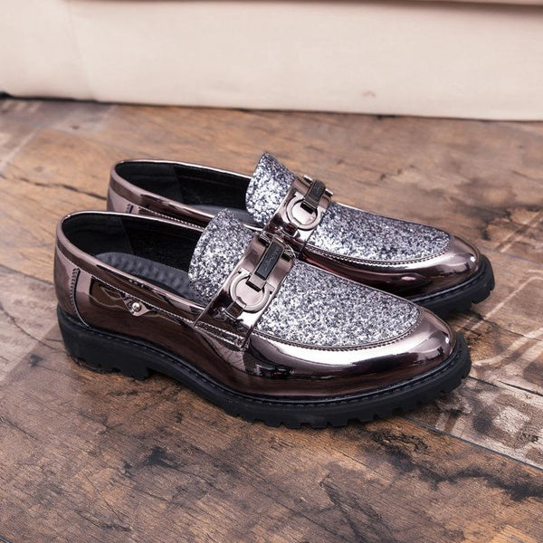 Men's Formal Shoes with Sparkling Sequins | Slip-On Business Dress Shoes for Big & Tall