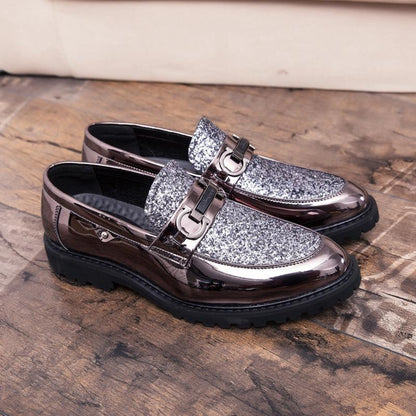 Men's Formal Shoes with Sparkling Sequins | Slip-On Business Dress Shoes for Big & Tall