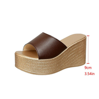 Platform Wedge Sandals Women's Fashion Slip-On High Heel Lightweight Casual Slides