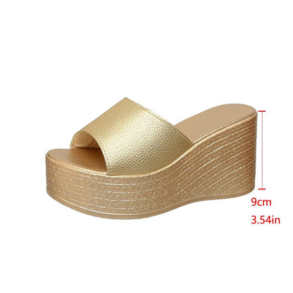 Platform Wedge Sandals Women's Fashion Slip-On High Heel Lightweight Casual Slides
