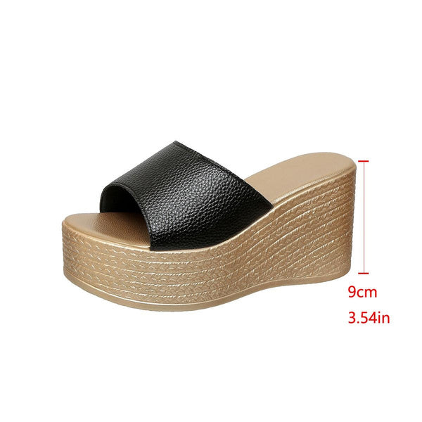 Platform Wedge Sandals Women's Fashion Slip-On High Heel Lightweight Casual Slides