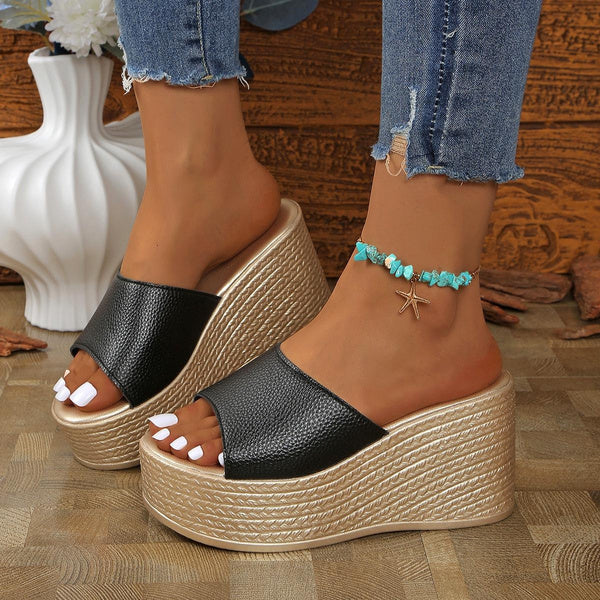 Platform Wedge Sandals Women's Fashion Slip-On High Heel Lightweight Casual Slides