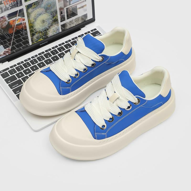 Chunky Platform Canvas Sneakers Breathable Comfort Casual Fashion Color Block Slip On Shoes
