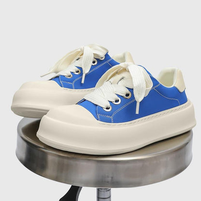 Chunky Platform Canvas Sneakers Breathable Comfort Casual Fashion Color Block Slip On Shoes