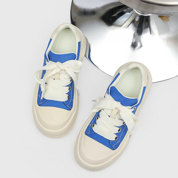 Chunky Platform Canvas Sneakers Breathable Comfort Casual Fashion Color Block Slip On Shoes