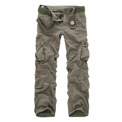 Men's Camo Cargo Pants - Cotton Military Workwear Trousers, Loose Fit Outdoor Tactical Pants