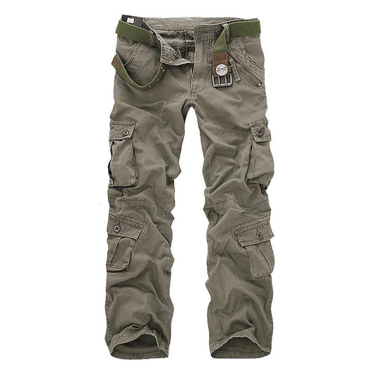 Men's Camo Cargo Pants - Cotton Military Workwear Trousers, Loose Fit Outdoor Tactical Pants