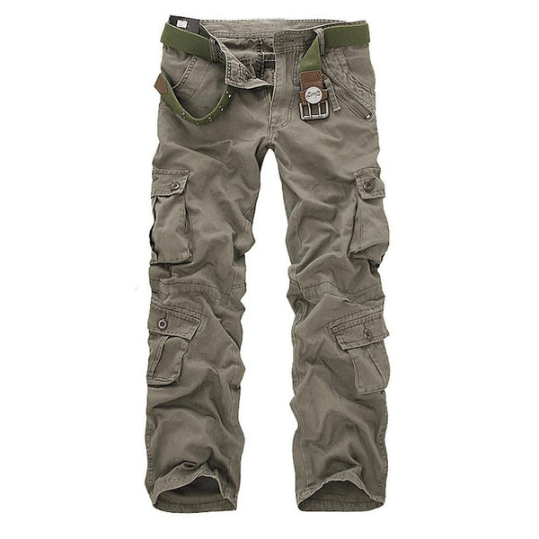 Men's Camo Cargo Pants - Cotton Military Workwear Trousers, Loose Fit Outdoor Tactical Pants