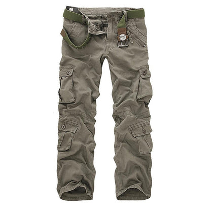 Men's Camo Cargo Pants - Cotton Military Workwear Trousers, Loose Fit Outdoor Tactical Pants