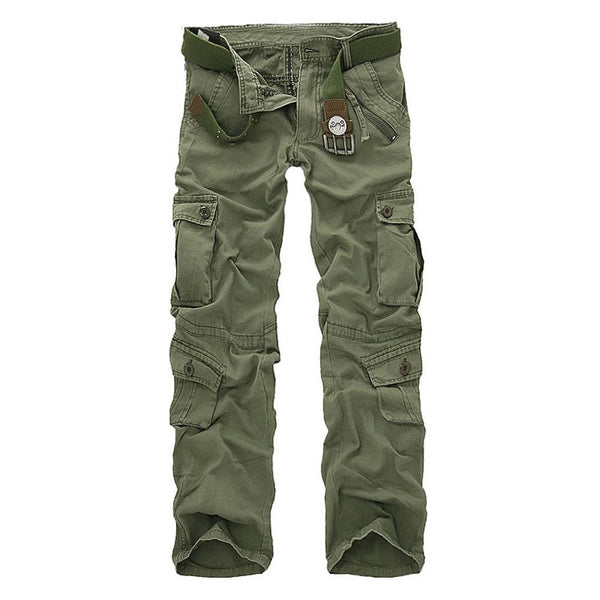 Men's Camo Cargo Pants - Cotton Military Workwear Trousers, Loose Fit Outdoor Tactical Pants