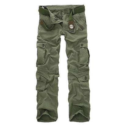 Men's Camo Cargo Pants - Cotton Military Workwear Trousers, Loose Fit Outdoor Tactical Pants