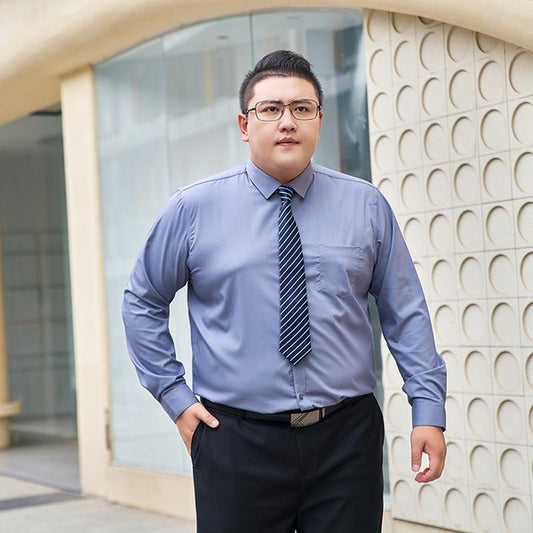 Bamboo Fiber Men's Stretch Non-Iron White Dress Shirt with Pocket, Long Sleeve, Sizes XS-8XL