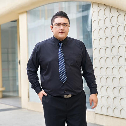 Bamboo Fiber Men's Stretch Non-Iron White Dress Shirt with Pocket, Long Sleeve, Sizes XS-8XL