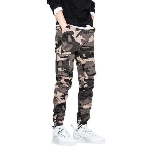Men's Camo Jogger Pants with Multiple Pockets, Relaxed Fit Tapered Leg Casual Trousers