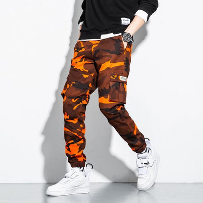 Men's Camo Jogger Pants with Multiple Pockets, Relaxed Fit Tapered Leg Casual Trousers