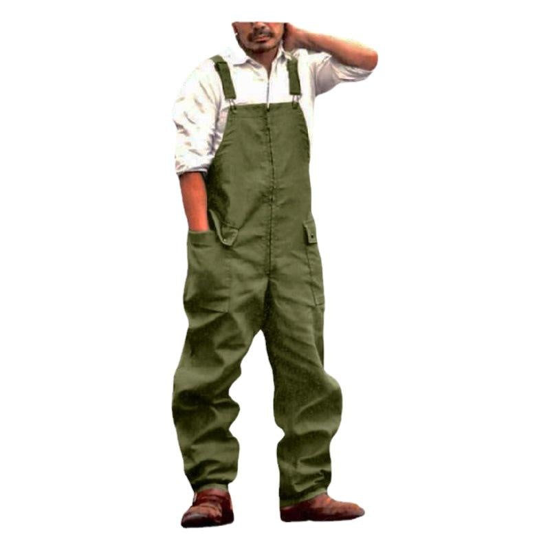 Vintage Men's Overalls Baggy Denim Bib Overalls Retro Workwear Jumpsuit