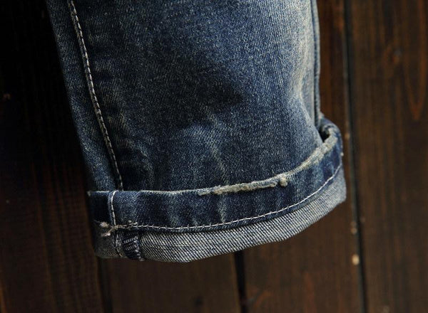 Men's Skinny Jeans Ripped Denim Pants Trendy Slim Fit Stretch Trousers