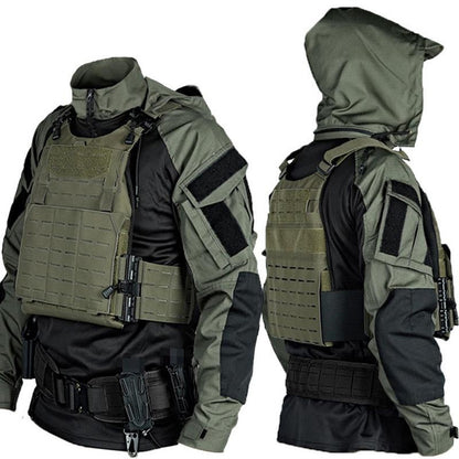 Tactical Combat Shirt & Pants Set - SP2 Assault Wind Frog Suit, Black Gray Industrial Gear