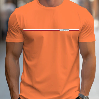 Geometric Print Men's Creative T-Shirt, Casual Short Sleeve Crewneck Top for Summer Outdoor Wear