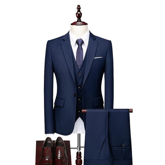 Men's 3-Piece Suit Set Business Formal Suits for Professional Office Wear