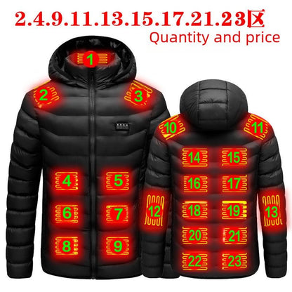 Smart Heated Jacket with USB Charging, 19-Zone Heating Tech for Men's All-Weather Warmth