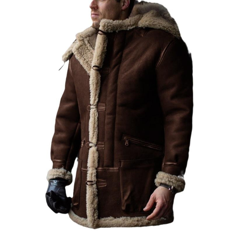 Men's Winter Faux Shearling Leather Jacket | Thick Warm Fleece Lining | Oversized Euro Fit Coat