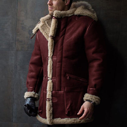 Men's Winter Faux Shearling Leather Jacket | Thick Warm Fleece Lining | Oversized Euro Fit Coat