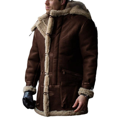 Men's Winter Faux Shearling Leather Jacket | Thick Warm Fleece Lining | Oversized Euro Fit Coat