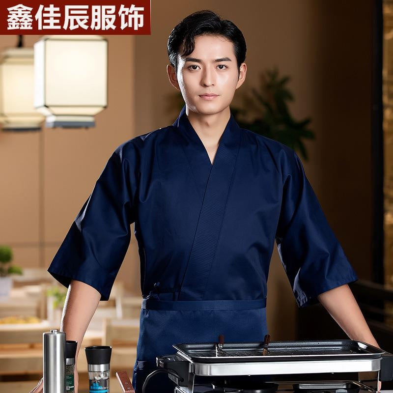 남성 및 여성용 일본 요리사 유니폼 스시 레스토랑 기모노 작업복
