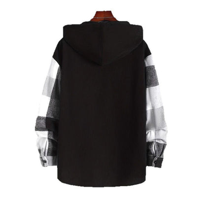 Men's Flannel Hooded Shirt with Pockets, Heavyweight Long Sleeve Plaid Shirt