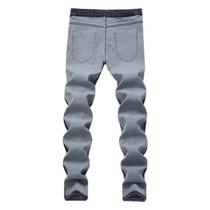 Men's Slim Fit Stretch Denim Jeans Light Gray Casual Trousers