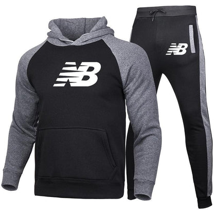Men's Fashion Print Hooded Sweatshirt & Joggers Set Casual Streetwear Tracksuit