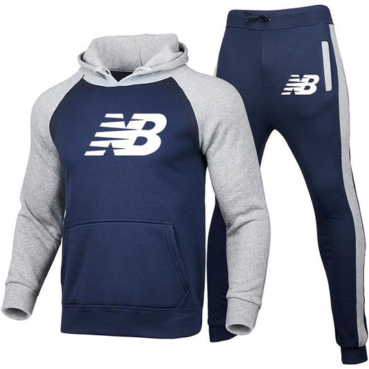 Men's Fashion Print Hooded Sweatshirt & Joggers Set Casual Streetwear Tracksuit