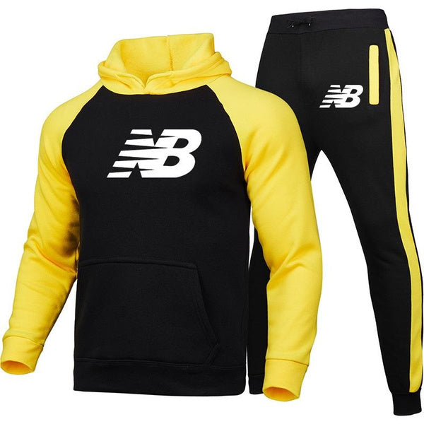 Men's Fashion Print Hooded Sweatshirt & Joggers Set Casual Streetwear Tracksuit