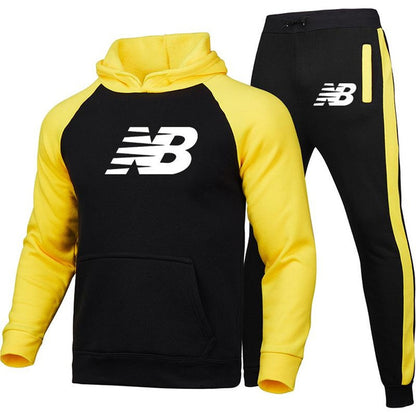 Men's Fashion Print Hooded Sweatshirt & Joggers Set Casual Streetwear Tracksuit