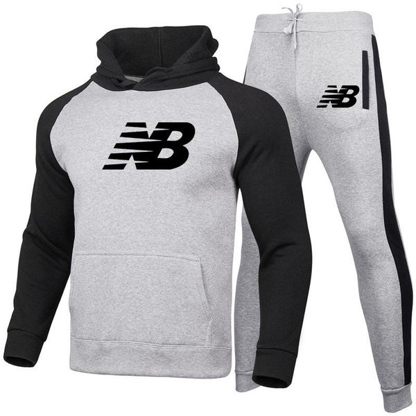 Men's Fashion Print Hooded Sweatshirt & Joggers Set Casual Streetwear Tracksuit