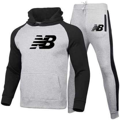 Men's Fashion Print Hooded Sweatshirt & Joggers Set Casual Streetwear Tracksuit