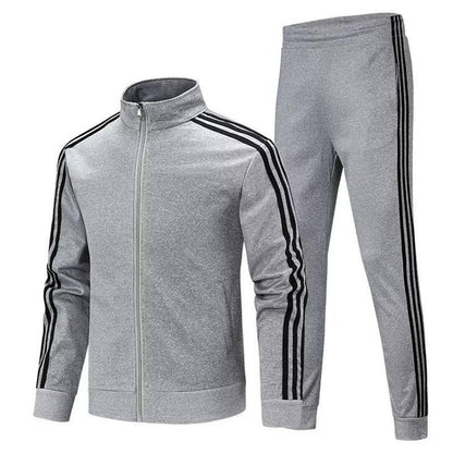 Men's 3-Stripe Tracksuit Set | Running Hoodie & Joggers | Sportswear Two-Piece