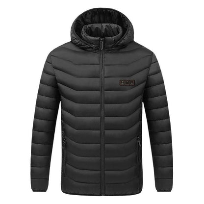 USB Heated Jacket with Smart Temperature Control, Hooded Winter Coat Electric Heating Pad Powered Warm Parka
