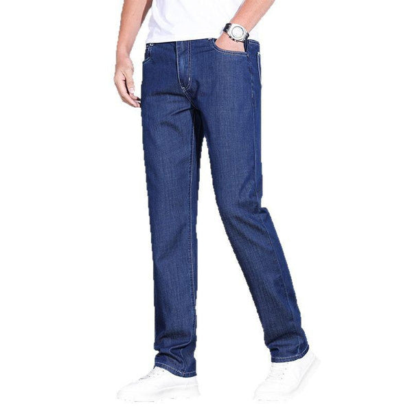 Lightweight Tencel Cotton Jeans for Men | Summer Relaxed Fit Straight Leg Casual Trousers