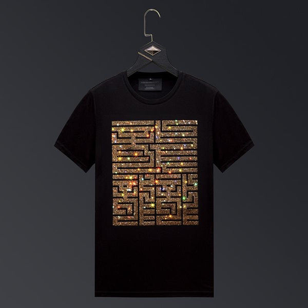 Dragon Graphic Slim Fit T-Shirt for Men, Soft Modal Cotton with Rhinestone Design, Summer Fashion Tee