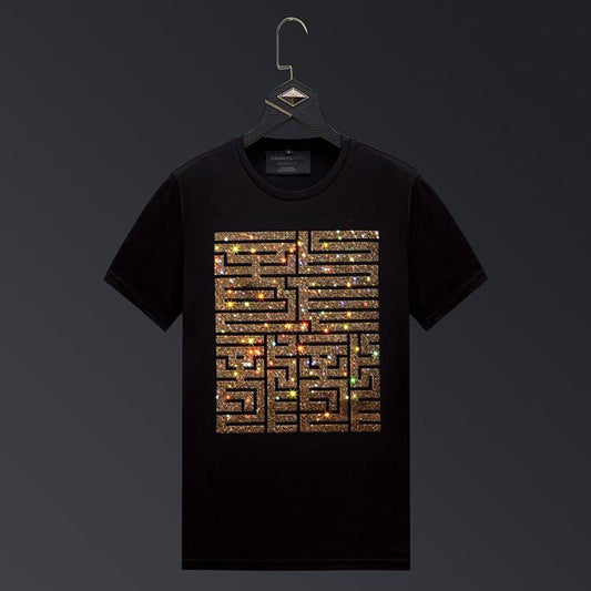 Dragon Graphic Slim Fit T-Shirt for Men, Soft Modal Cotton with Rhinestone Design, Summer Fashion Tee