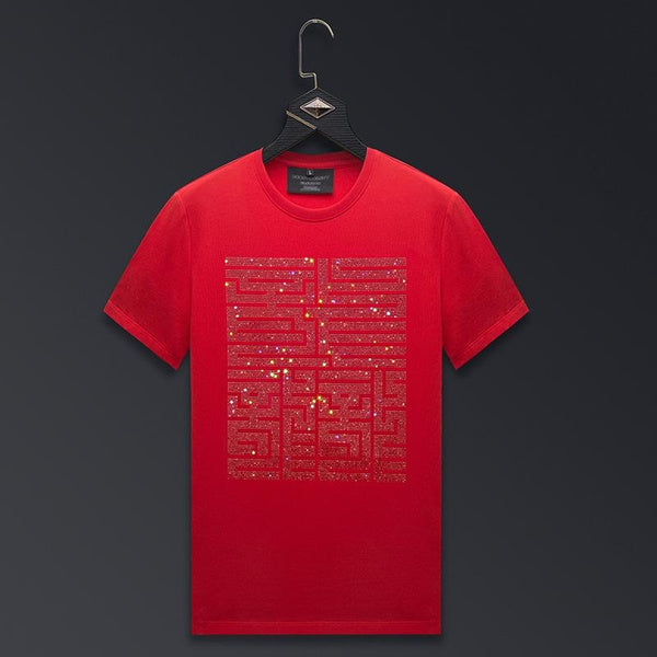 Dragon Graphic Slim Fit T-Shirt for Men, Soft Modal Cotton with Rhinestone Design, Summer Fashion Tee