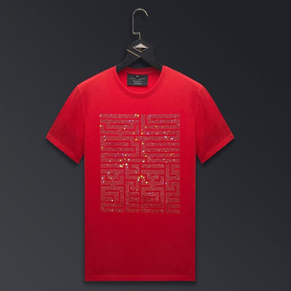 Dragon Graphic Slim Fit T-Shirt for Men, Soft Modal Cotton with Rhinestone Design, Summer Fashion Tee