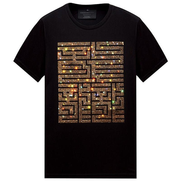 Dragon Graphic Slim Fit T-Shirt for Men, Soft Modal Cotton with Rhinestone Design, Summer Fashion Tee