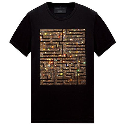 Dragon Graphic Slim Fit T-Shirt for Men, Soft Modal Cotton with Rhinestone Design, Summer Fashion Tee