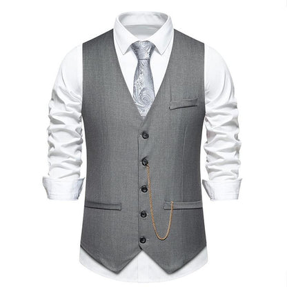 Men's Slim Fit V-Neck Waistcoat for Wedding Party & Formal Events