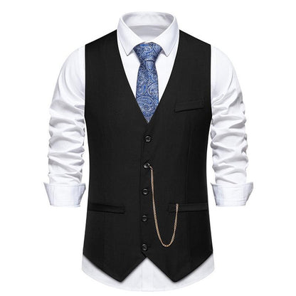 Men's Slim Fit V-Neck Waistcoat for Wedding Party & Formal Events